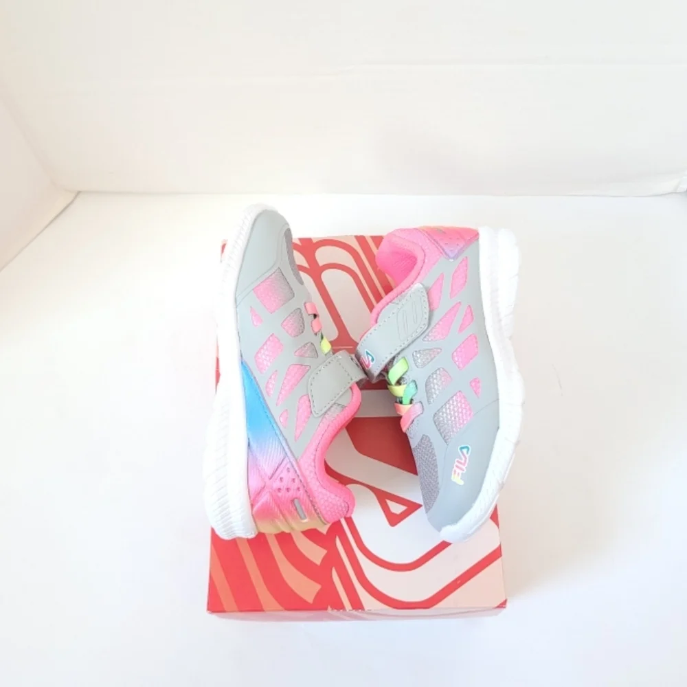 New! FILA Little Girls Superstride 2 Running Sneakers Athletic Shoes Gray Pink